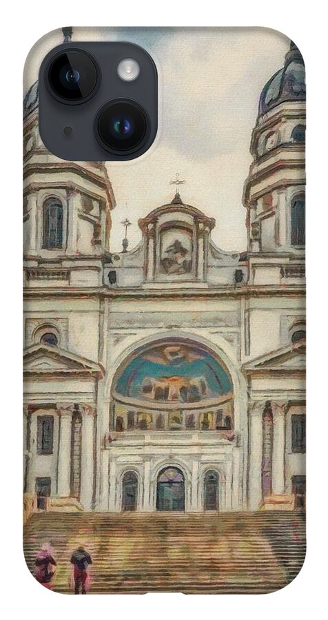 Iasi iPhone 14 Case featuring the painting Cathedral in the Clouds by Jeffrey Kolker