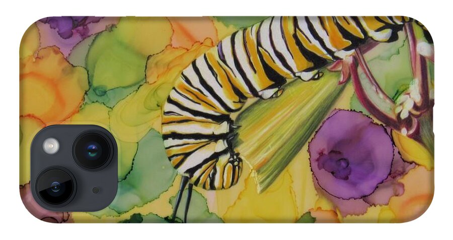 Caterpillar iPhone 14 Case featuring the drawing Change from Above by Kelly Speros