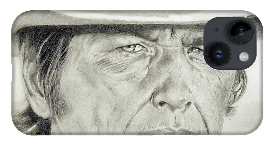 Charles Bronson iPhone 14 Case featuring the drawing Charles Bronson by Elaine Berger