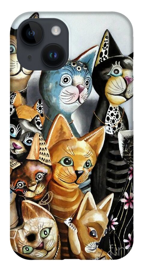 Cat iPhone Case featuring the painting Cheaper by the Dozen by Jeanette Ferguson