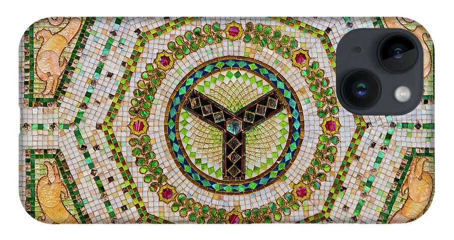 Art iPhone Case featuring the photograph Chicago Cultural Center Ceiling with Y Symbol in Mosaic by David Levin