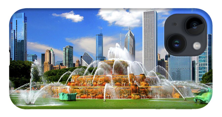Architecture iPhone 14 Case featuring the photograph Chicago Skyline Grant Park Buckingham Fountain by Patrick Malon