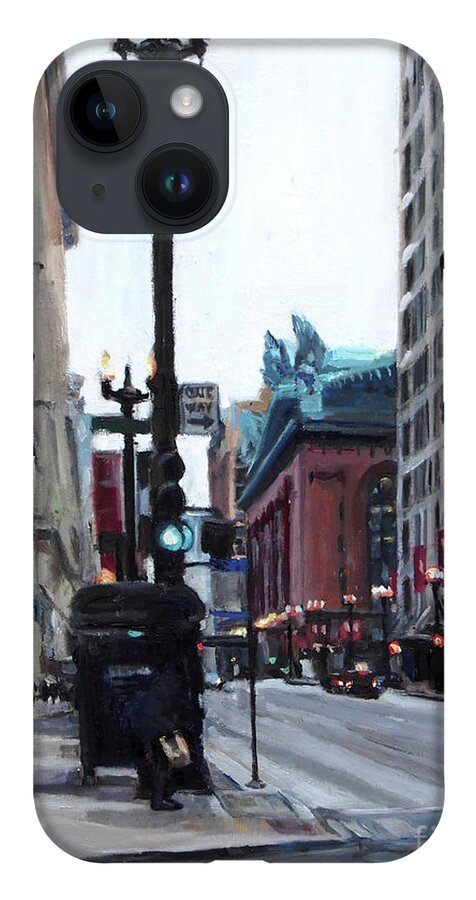 Chicago iPhone 14 Case featuring the painting Chicago Street by Deb Putnam