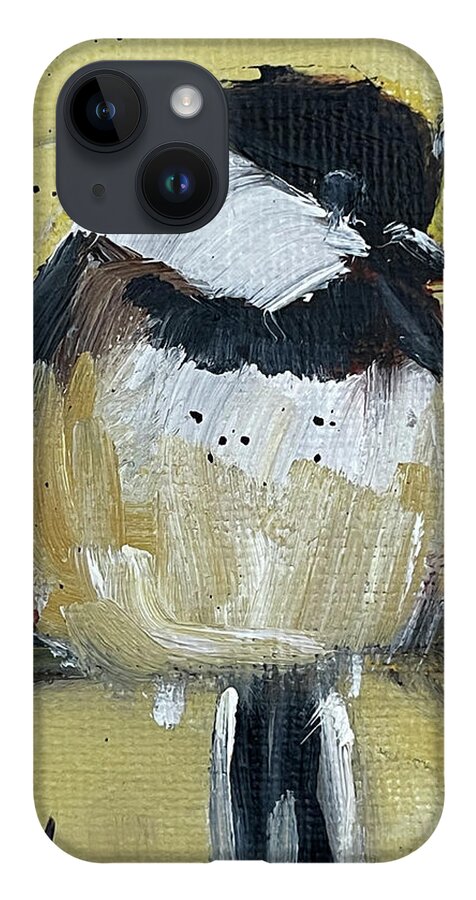 Chickadee iPhone 14 Case featuring the painting Chickadee on a Branch by Roxy Rich