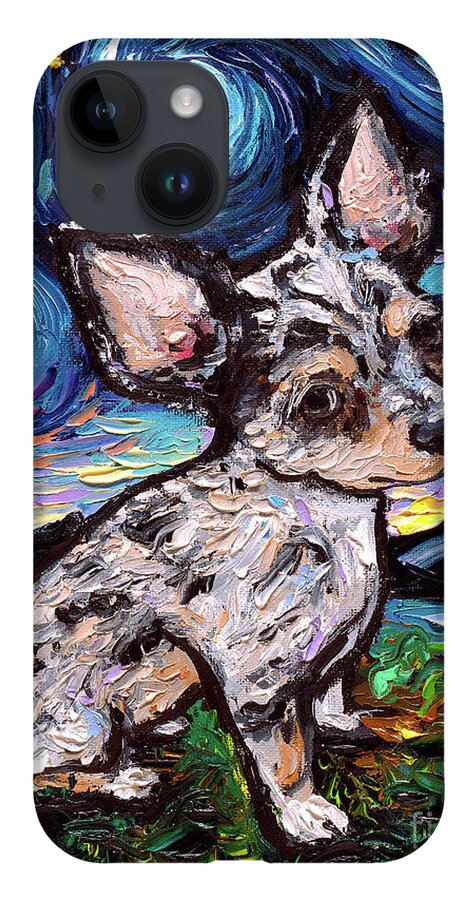 Chihuahua iPhone Case featuring the painting Chihuahua Merle Teacup Night by Aja Trier