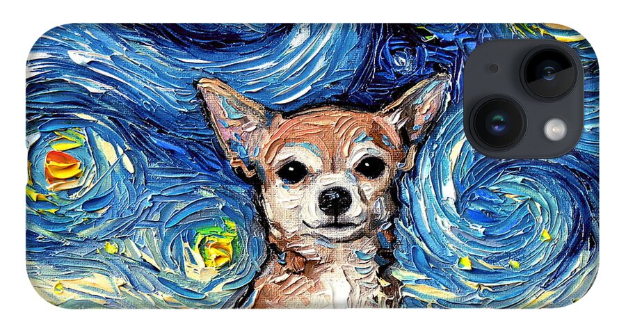 Chihuahua iPhone 14 Case featuring the painting Chihuahua Night by Aja Trier