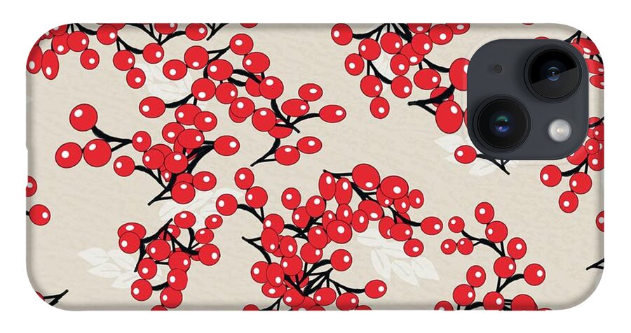 Graphic iPhone 14 Case featuring the digital art Chinese Red Berries by Sand And Chi