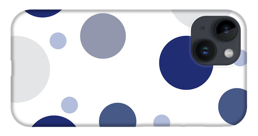 Christmas iPhone 14 Case featuring the digital art Christmas Blues Polka Dots by Amelia Pearn