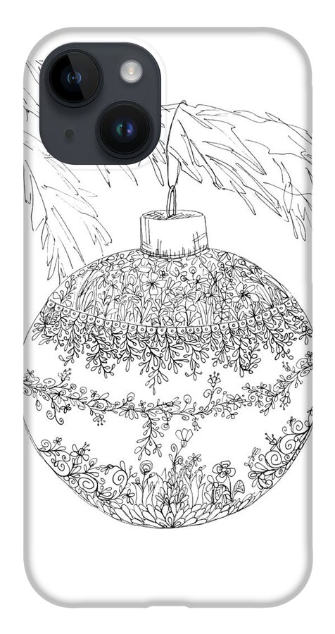 Christmas Ornament iPhone Case featuring the drawing Christmas Ornament - Line Art Drawing by Patricia Awapara