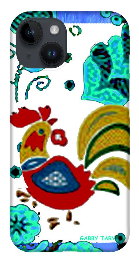 Hungarian Christmas Rooster iPhone Case featuring the mixed media Hungarian Christmas Rooster by Gabby Tary