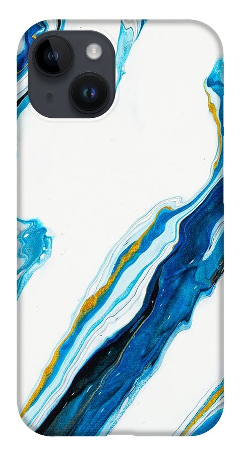 Abstract iPhone 14 Case featuring the digital art Ciniru - Colorful Flowing Liquid Marble Abstract Contemporary Acrylic Painting by Sambel Pedes