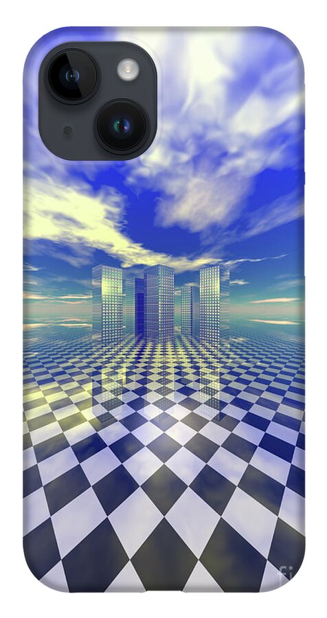 Digital Art iPhone 14 Case featuring the digital art City in the Clouds by Phil Perkins
