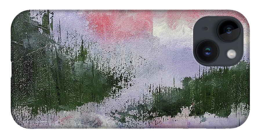 Climate Change iPhone Case featuring the painting CLIMATE CHANGE II Abstract in Red Pink Purple Green by Lynnie Lang