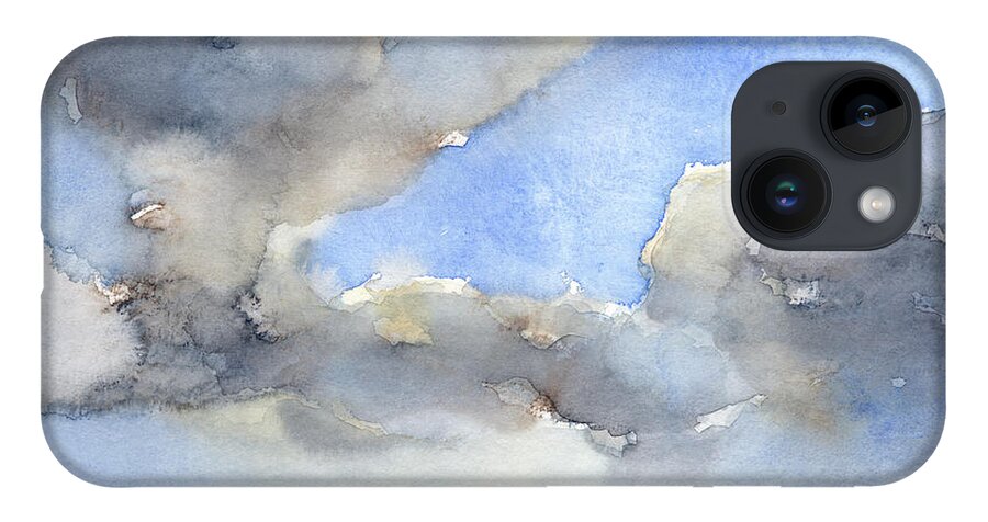 Watercolor iPhone 14 Case featuring the painting Clouds over the sea 2 by Adriana Mueller