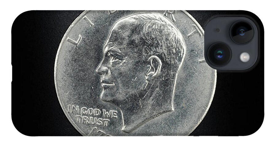 Ike Eisenhower iPhone 14 Case featuring the photograph Coin Collecting - 1776-1976 Ike Eisenhower Dollar Coin Face by Amelia Pearn