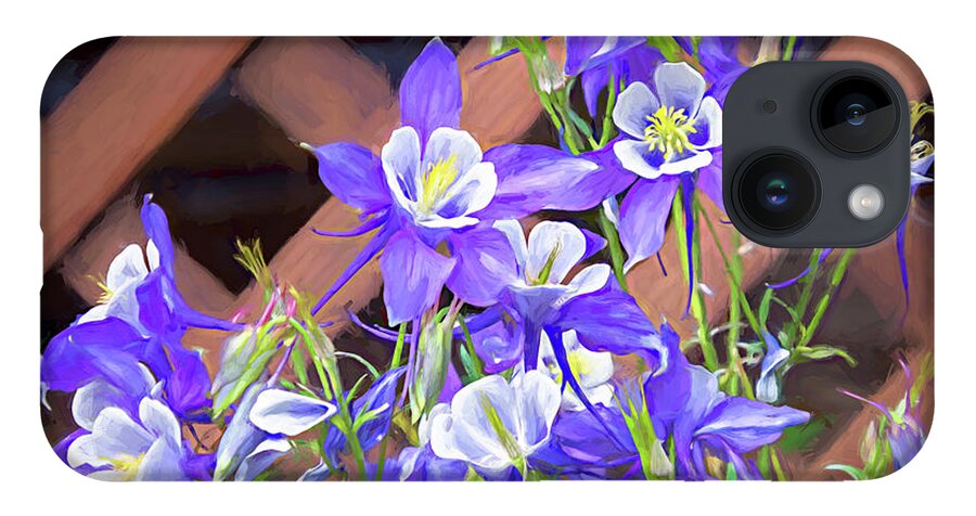 Aquilegia Coerulea iPhone 14 Case featuring the photograph Colorado Blue Columbine Painterly by Debra Martz