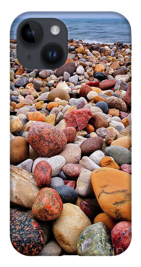 Mudfossil iPhone 14 Case featuring the photograph Colorful Shore Lake Huron Beach Rocks RO9568 by Mark Graf