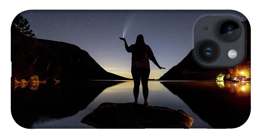 Night iPhone 14 Case featuring the photograph Comet in Her Palm by Tim Kirchoff
