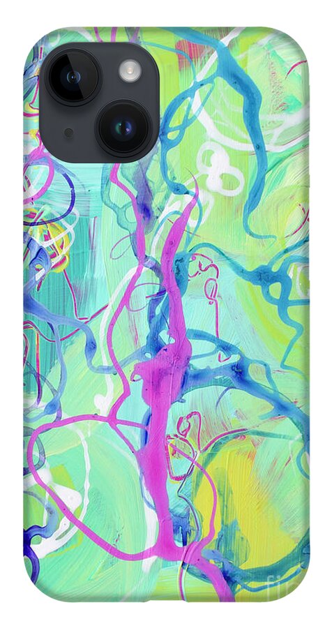 Modern Abstract Art iPhone 14 Case featuring the painting Contemporary Abstract - Crossing Paths No. 2 - Modern Artwork Painting by Patricia Awapara