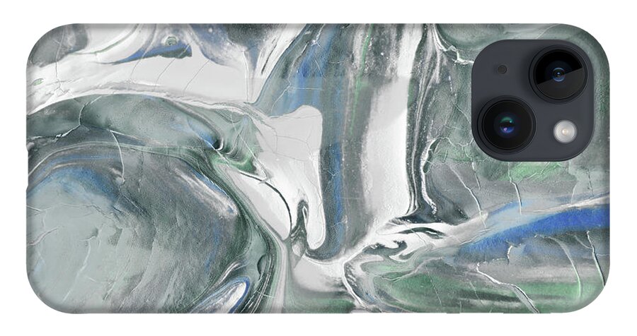 Soft Gray iPhone 14 Case featuring the painting Cool Soft Gray Swirl Textured Decorative Art I by Irina Sztukowski