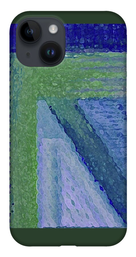 Abstract iPhone 14 Case featuring the painting Corner Blue by Corinne Carroll