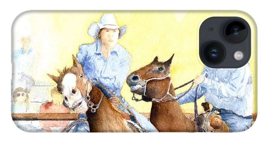 Cowgirl iPhone 14 Case featuring the painting Cowgirl Up by John Glass