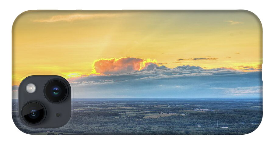 Wausau iPhone 14 Case featuring the photograph Crepuscular Rays Over Rib Mountain State Park by Dale Kauzlaric