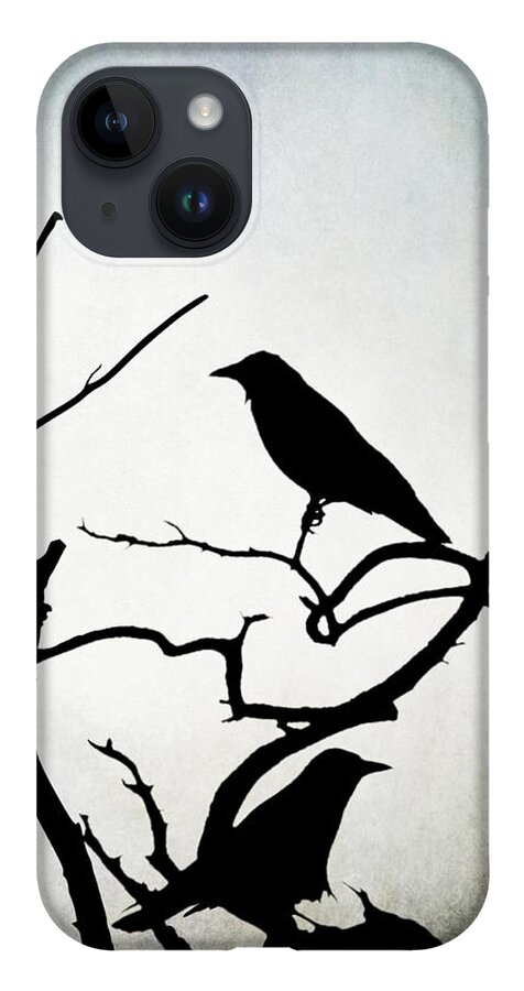 Bird iPhone Case featuring the digital art Crow Birds on Trees Bird 90 by Lucie Dumas