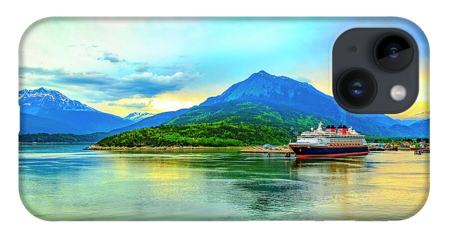 Cruise Ship iPhone 14 Case featuring the digital art Cruise Ship Ketchikan Alaska by SnapHappy Photos