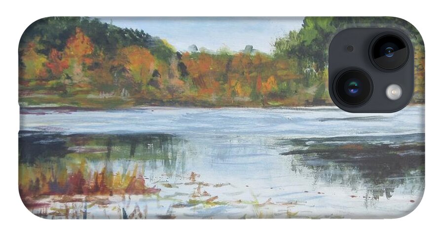 Acrylic iPhone 14 Case featuring the painting Cumberland Pond #1 by Paula Pagliughi