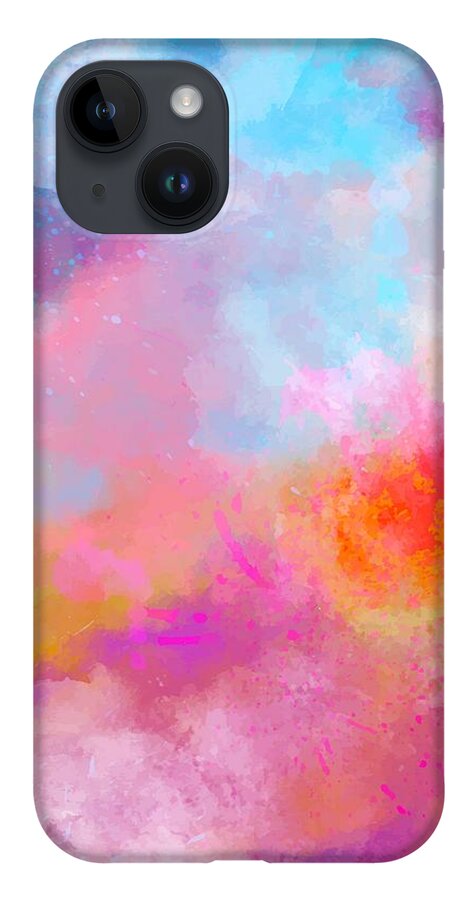Watercolor iPhone 14 Case featuring the digital art Daimaru - Artistic Abstract Blue Purple Bright Watercolor Painting Digital Art by Sambel Pedes