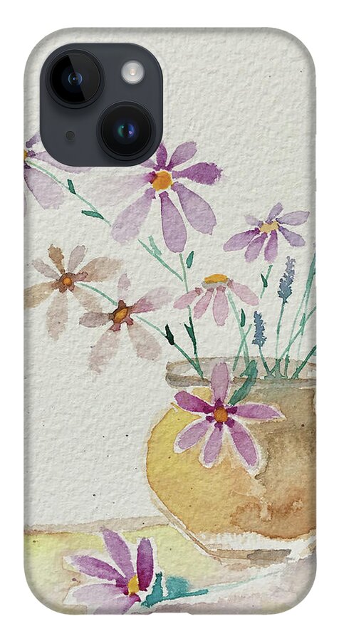 Daisies iPhone 14 Case featuring the painting Daisies and Lavender by Roxy Rich