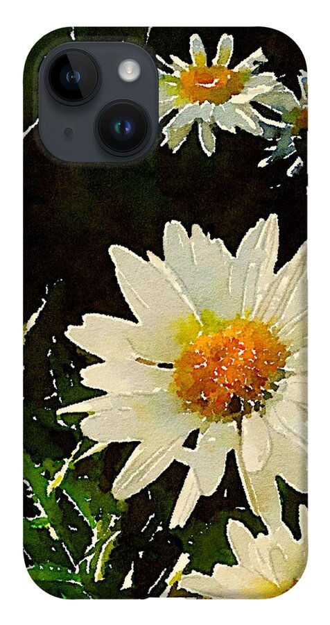 Daisies iPhone 14 Case featuring the digital art Daisies in the Dark by Wendy Golden