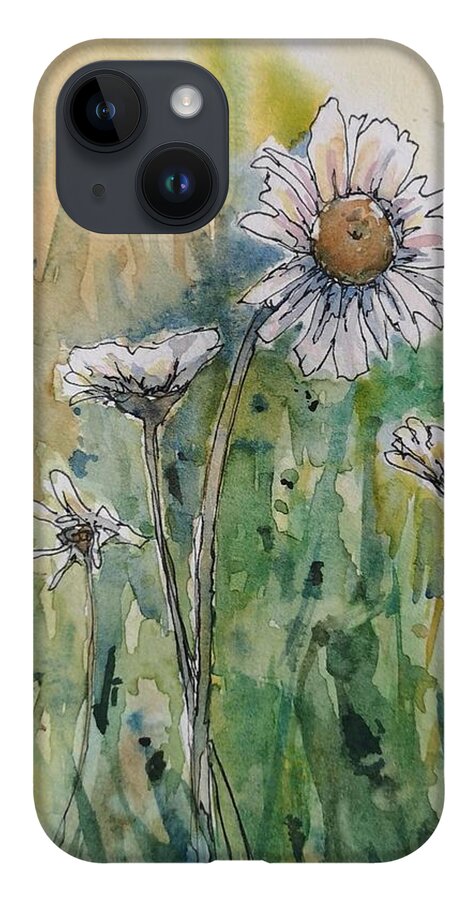Floral iPhone 14 Case featuring the painting Daisies by Sheila Romard