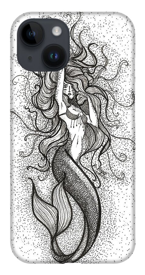 #mermaid #mermaids #mermaidlife #ocean #bathroom #decor #kpope iPhone Case featuring the drawing Dancing Waves Enchanting Mermaid by Kenneth Pope