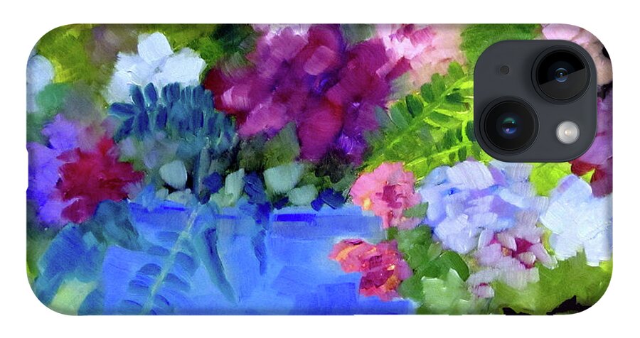 Flowers iPhone 14 Case featuring the painting December Blue by Adele Bower