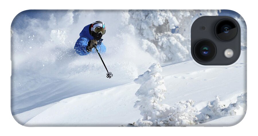 Utah iPhone 14 Case featuring the photograph Deep Powder Skier - Snowbird, Utah by Brett Pelletier