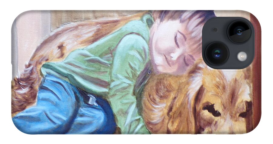 Pets iPhone 14 Case featuring the painting Doggy Pillow by Kathie Camara
