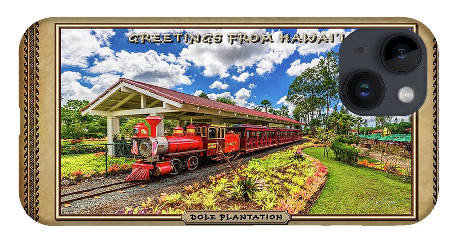 Dole Plantation Train iPhone 14 Case featuring the photograph Dole Plantation Train Oahu Hawaiian Style Postcard by Aloha Art