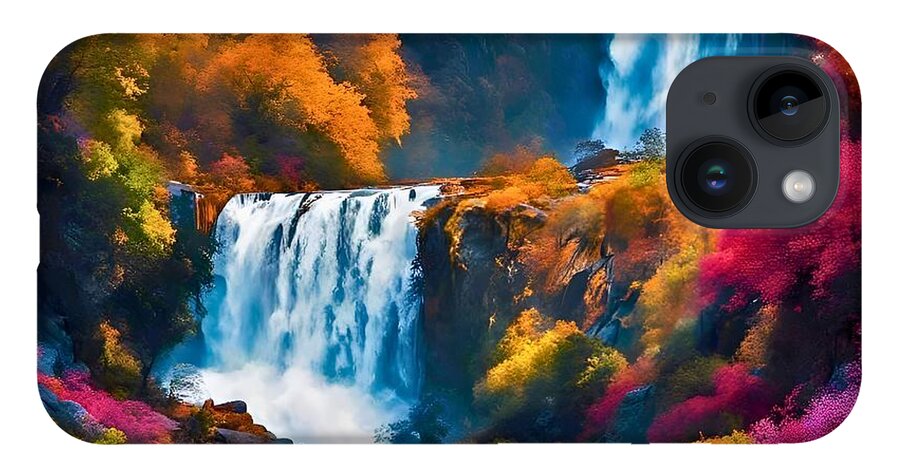 Ai iPhone Case featuring the digital art Double Waterfall by Cindy's Creative Corner