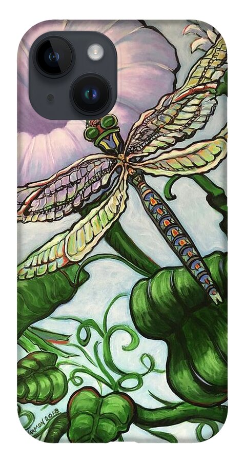 Dragonfly iPhone 14 Case featuring the painting Dragonfly by Jeanette Jarmon