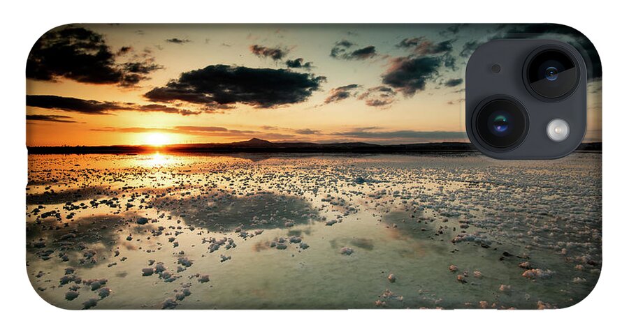 Sunset iPhone Case featuring the photograph Dramatic winter sunset in the lake. by Michalakis Ppalis