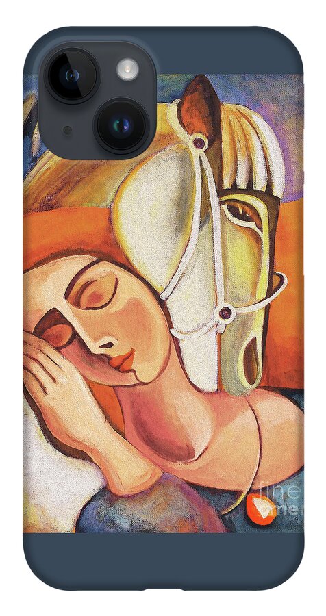 Woman And Horse iPhone 14 Case featuring the painting Dream Keeper by Eva Campbell