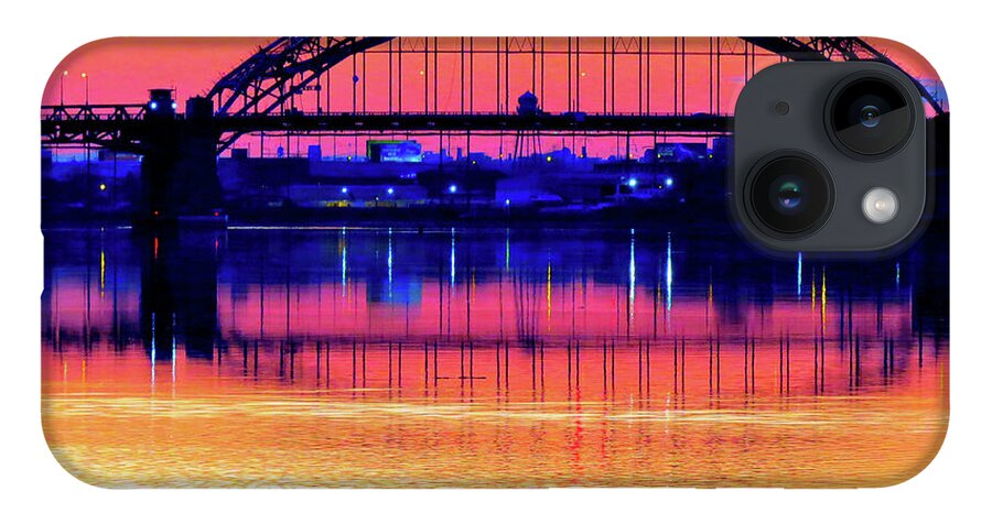 Bridge iPhone 14 Case featuring the photograph Drenched in Sunset Colors by Linda Stern