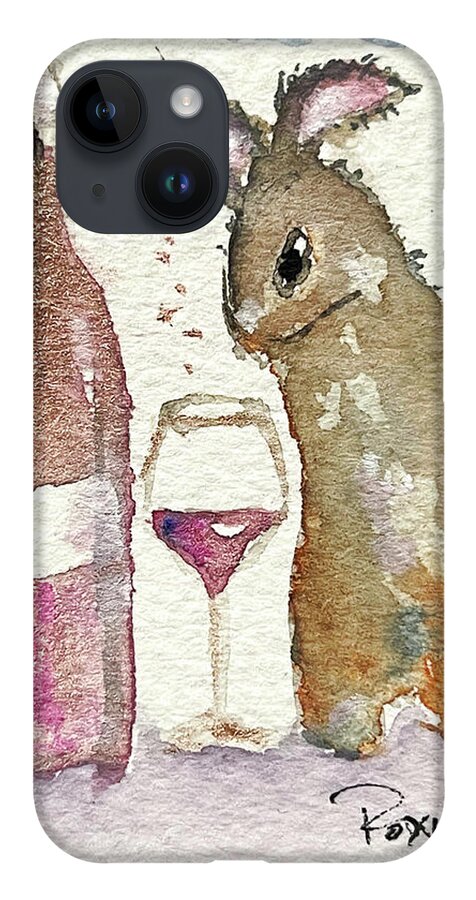 Bunny iPhone Case featuring the painting Drunk Bunny by Roxy Rich