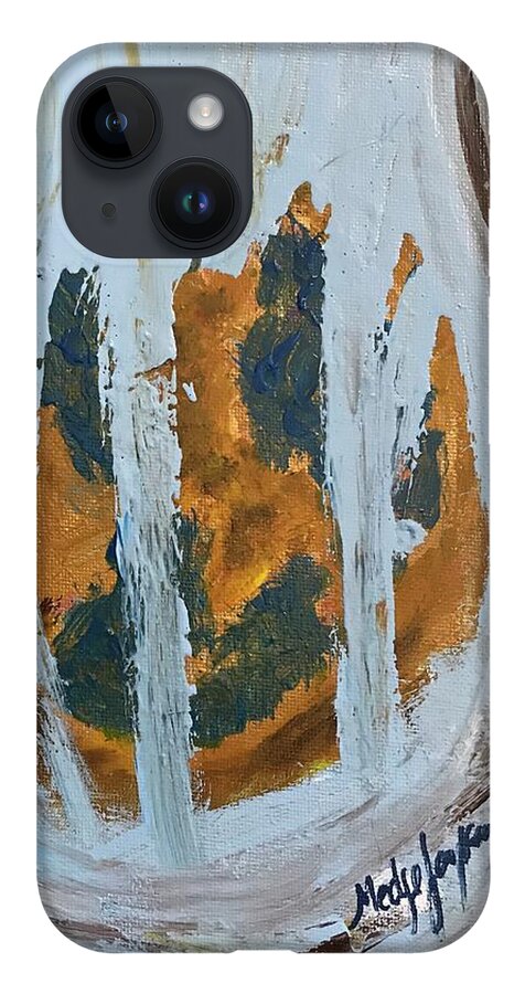 Earth iPhone 14 Case featuring the painting Earth Finally in Light by Medge Jaspan