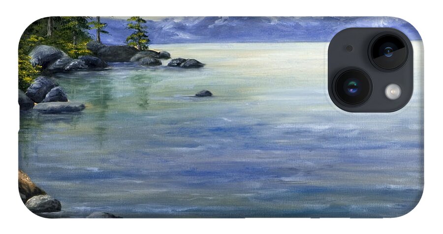 Lake Tahoe iPhone 14 Case featuring the painting East Shore Lake Tahoe by Darice Machel McGuire