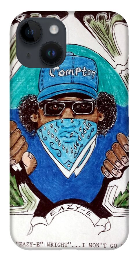Black Art iPhone Case featuring the drawing Eazy-E by Joedee