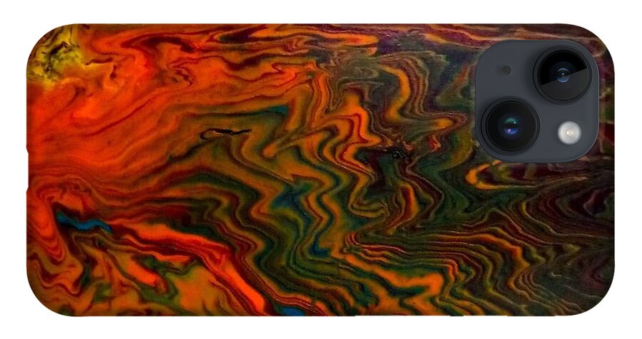 Glow iPhone 14 Case featuring the painting Electric Sunset by Anna Adams