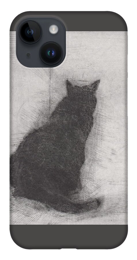 Cat iPhone 14 Case featuring the drawing Ellen Peabody Endicott - etching by David Ladmore